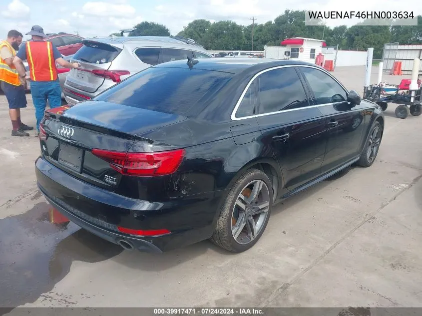 WAUENAF46HN003634 2017 Audi A4 2.0T Premium