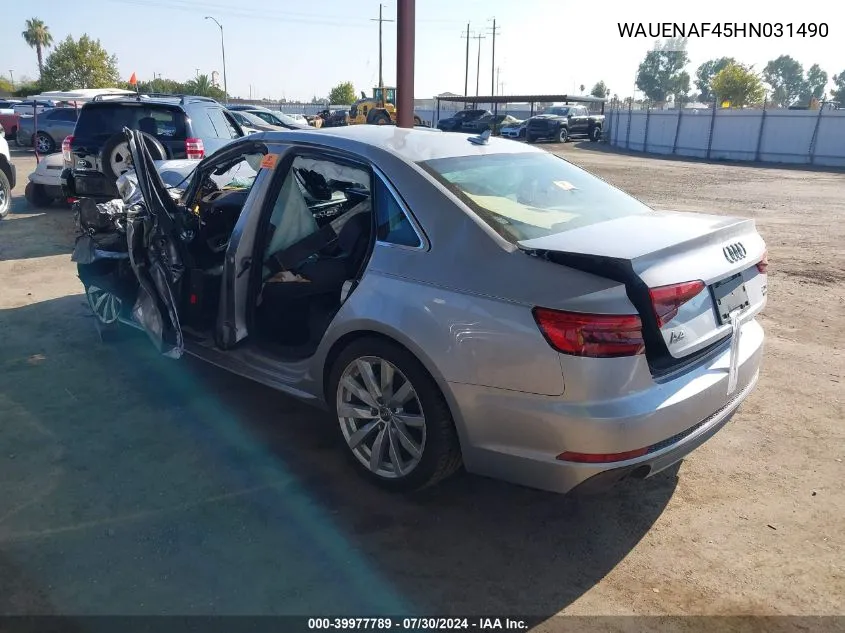 WAUENAF45HN031490 2017 Audi A4 2.0T Premium