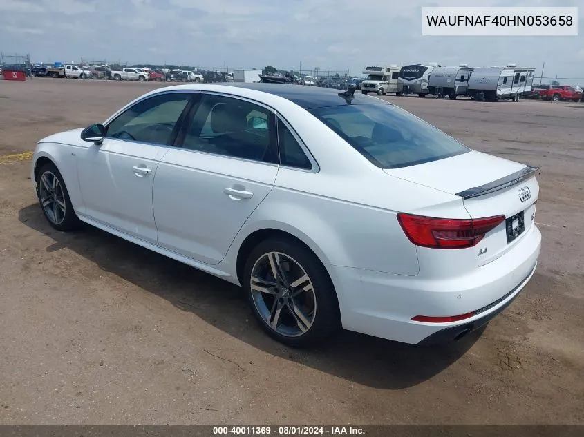 WAUFNAF40HN053658 2017 Audi A4 2.0T Premium