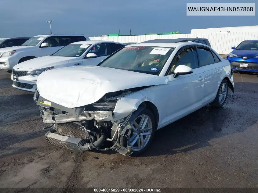 WAUGNAF43HN057868 2017 Audi A4 2.0T Premium