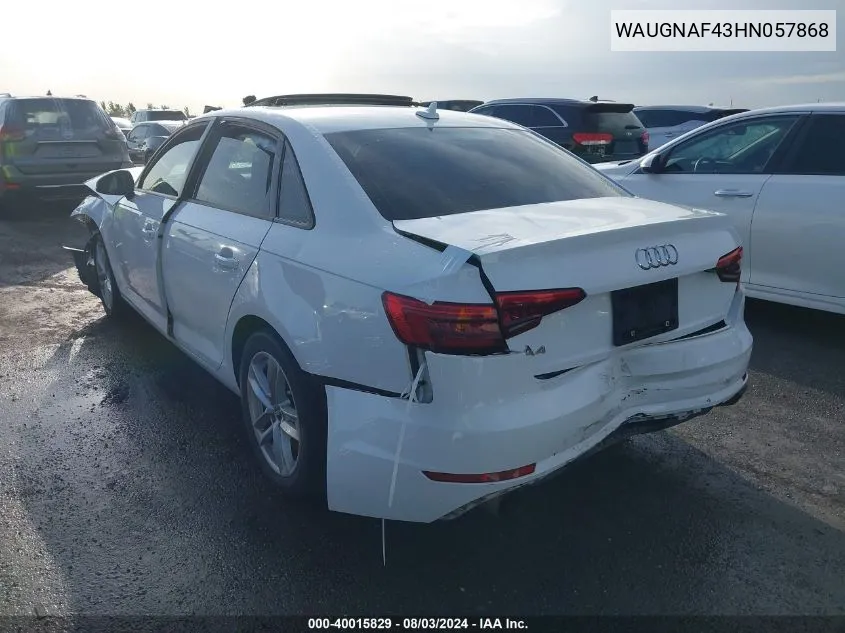 WAUGNAF43HN057868 2017 Audi A4 2.0T Premium