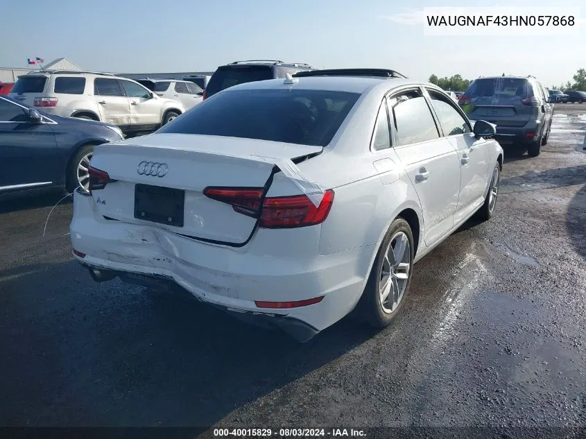 WAUGNAF43HN057868 2017 Audi A4 2.0T Premium