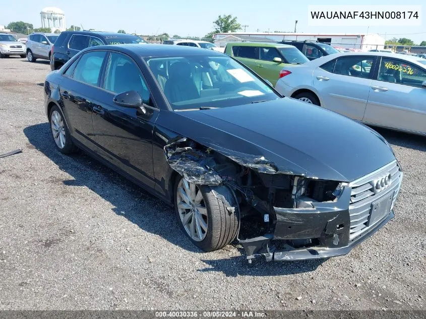 WAUANAF43HN008174 2017 Audi A4 2.0T Premium