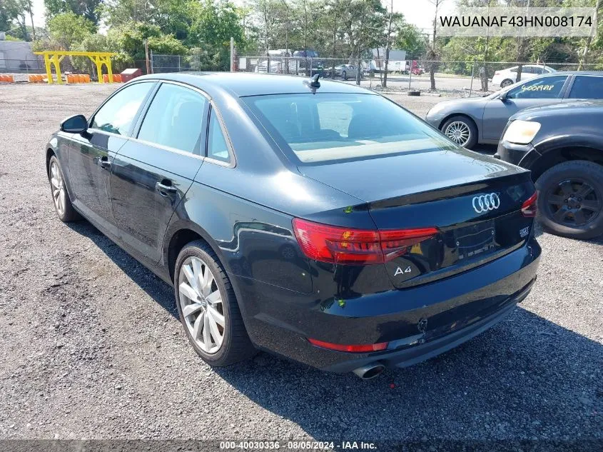 WAUANAF43HN008174 2017 Audi A4 2.0T Premium