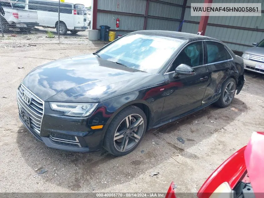 2017 Audi A4 Premium Plus VIN: WAUENAF45HN005861 Lot: 40055770