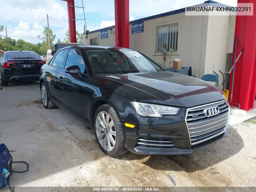 2017 Audi A4 2.0T Premium VIN: WAUANAF4XHN032391 Lot: 40059708