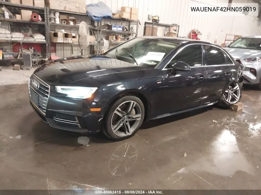 WAUENAF42HN059019 2017 Audi A4 2.0T Premium