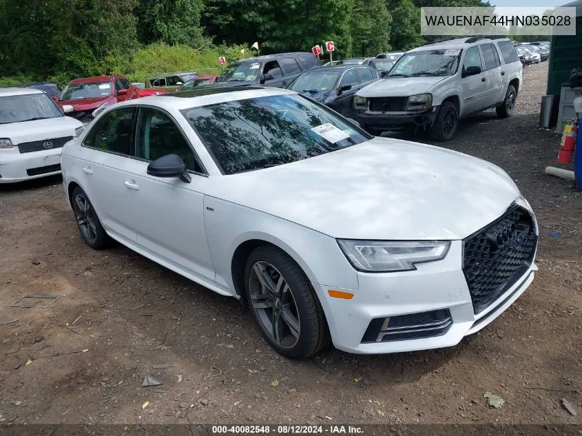 2017 Audi A4 2.0T Premium VIN: WAUENAF44HN035028 Lot: 40082548