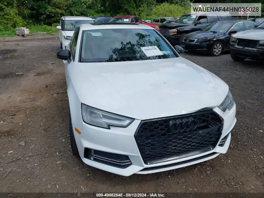 2017 Audi A4 2.0T Premium VIN: WAUENAF44HN035028 Lot: 40082548