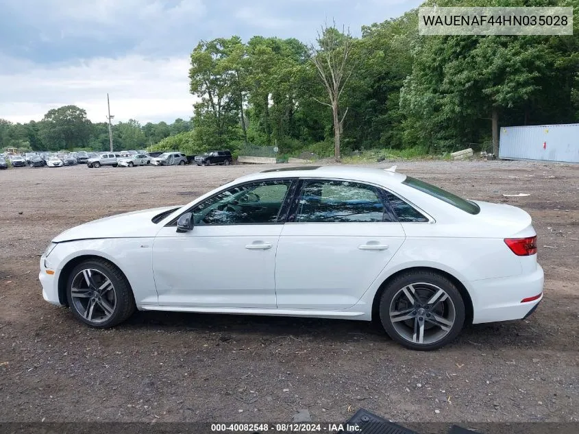 2017 Audi A4 2.0T Premium VIN: WAUENAF44HN035028 Lot: 40082548