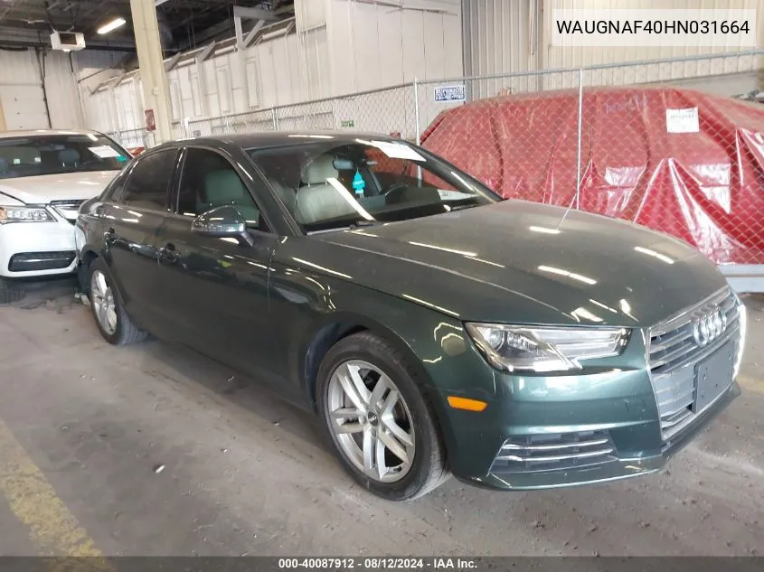 WAUGNAF40HN031664 2017 Audi A4 2.0T Premium