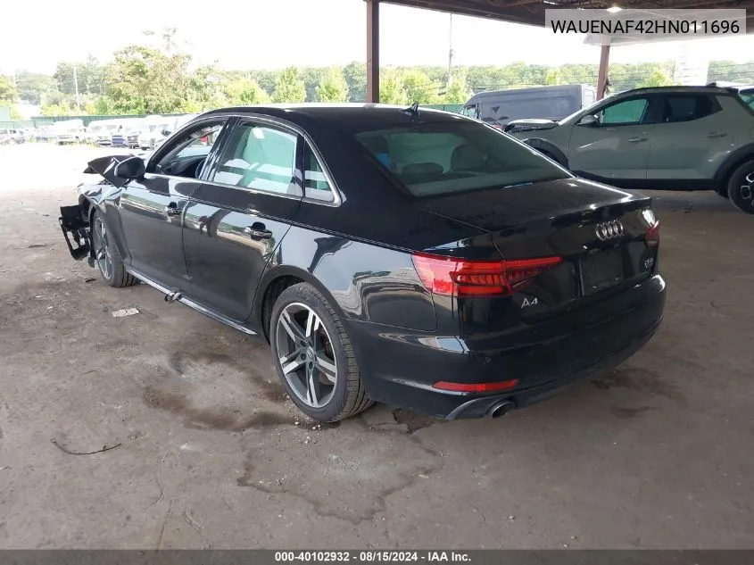 WAUENAF42HN011696 2017 Audi A4 2.0T Premium