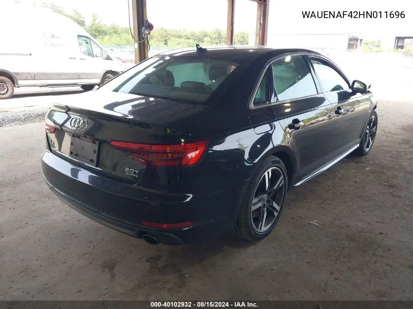 WAUENAF42HN011696 2017 Audi A4 2.0T Premium