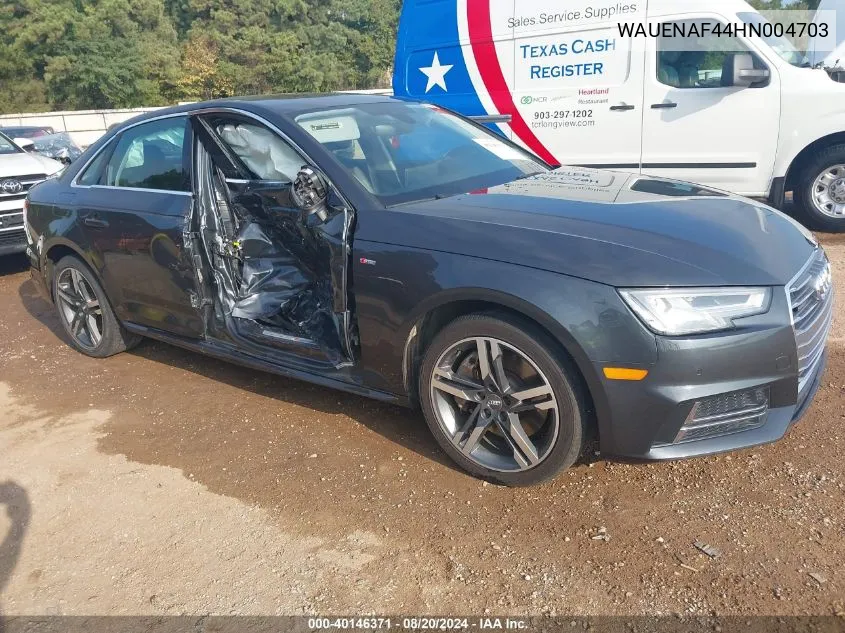 2017 Audi A4 Premium Plus VIN: WAUENAF44HN004703 Lot: 40146371