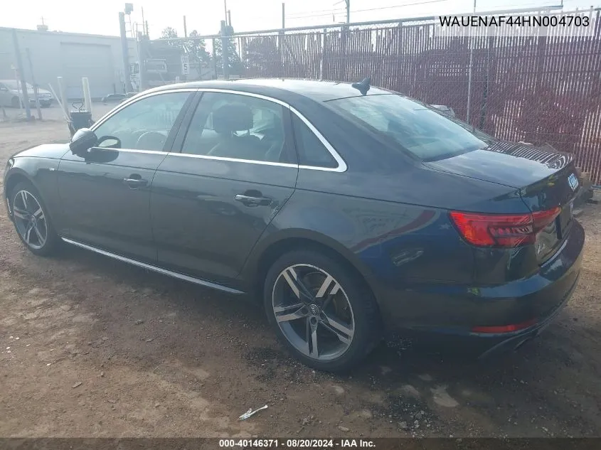 2017 Audi A4 Premium Plus VIN: WAUENAF44HN004703 Lot: 40146371