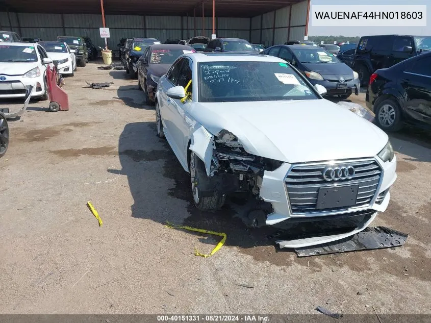 2017 Audi A4 Premium Plus VIN: WAUENAF44HN018603 Lot: 40151331