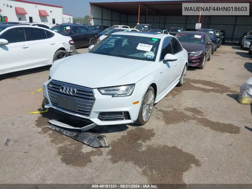 WAUENAF44HN018603 2017 Audi A4 Premium Plus