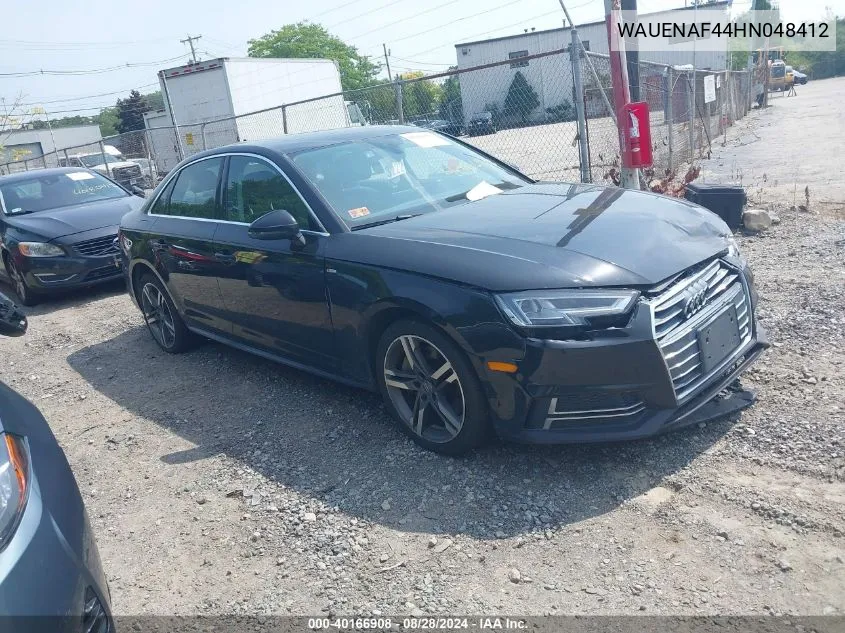 2017 Audi A4 2.0T Premium VIN: WAUENAF44HN048412 Lot: 40166908