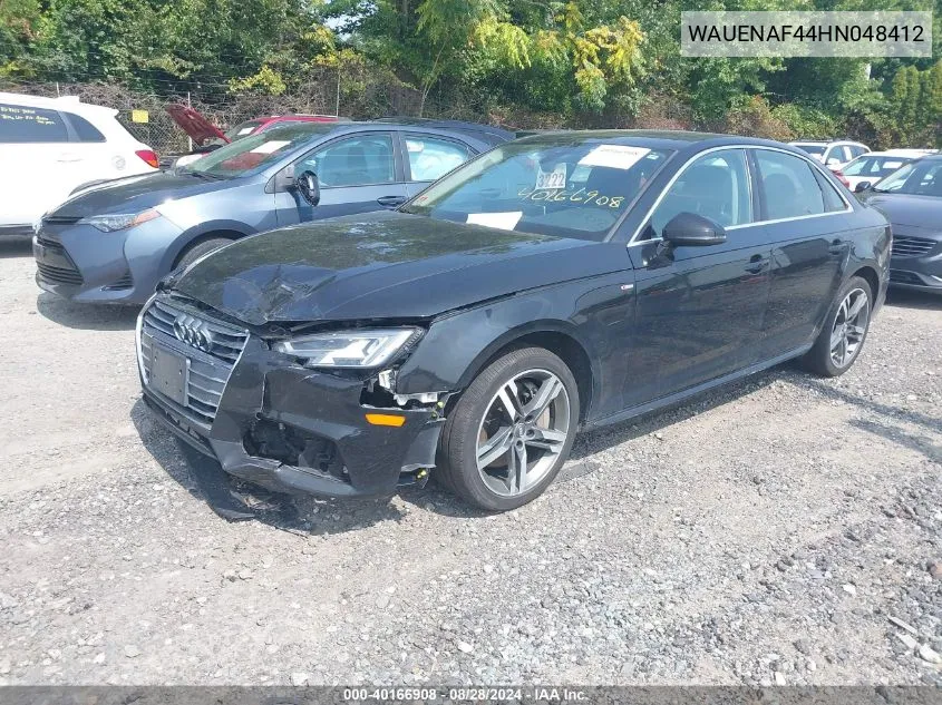 2017 Audi A4 2.0T Premium VIN: WAUENAF44HN048412 Lot: 40166908