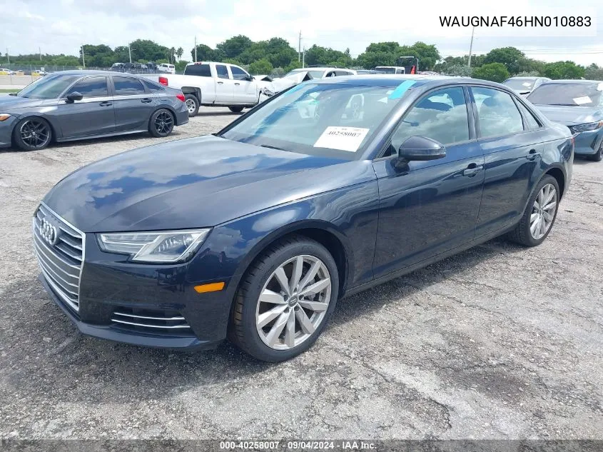 2017 Audi A4 2.0T Premium VIN: WAUGNAF46HN010883 Lot: 40258007