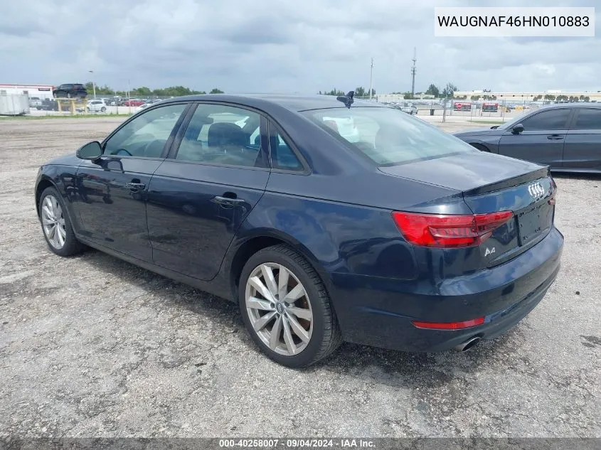 2017 Audi A4 2.0T Premium VIN: WAUGNAF46HN010883 Lot: 40258007