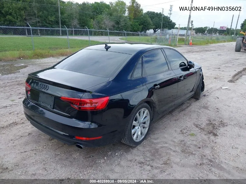 WAUGNAF49HN035602 2017 Audi A4 Premium