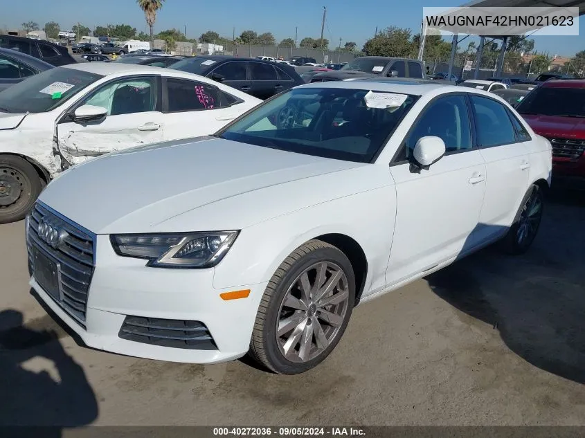 2017 Audi A4 Premium VIN: WAUGNAF42HN021623 Lot: 40272036