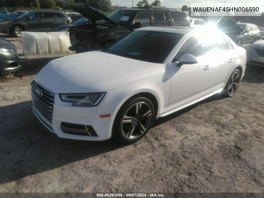 2017 Audi A4 Premium Plus VIN: WAUENAF45HN006590 Lot: 40293008