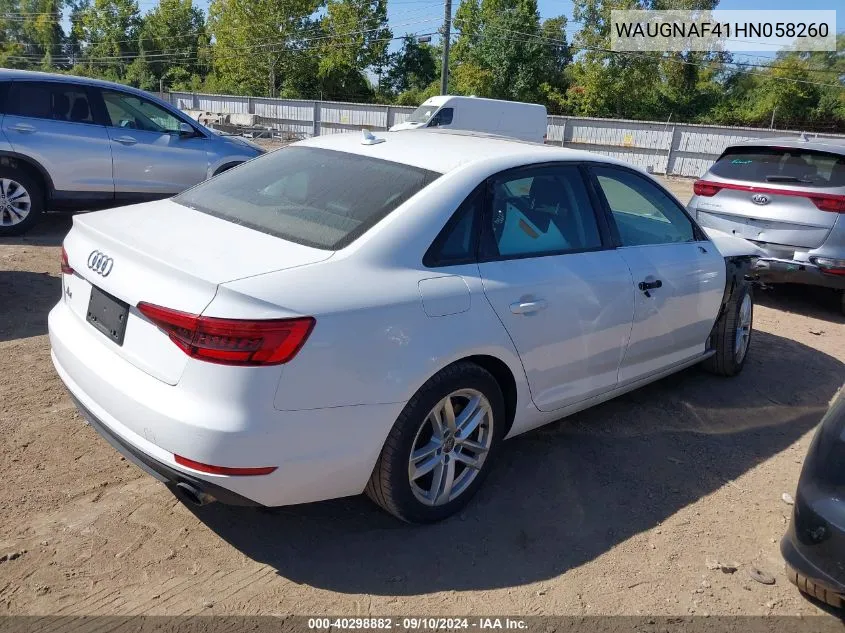 WAUGNAF41HN058260 2017 Audi A4 Premium