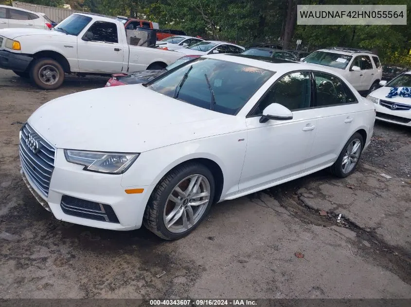 2017 Audi A4 2.0T Season Of Audi Premium VIN: WAUDNAF42HN055564 Lot: 40343607