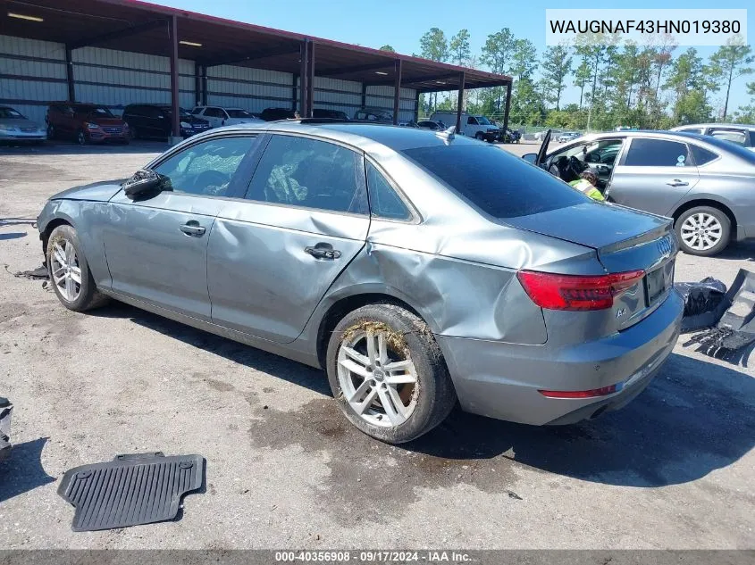 WAUGNAF43HN019380 2017 Audi A4 2.0T Premium