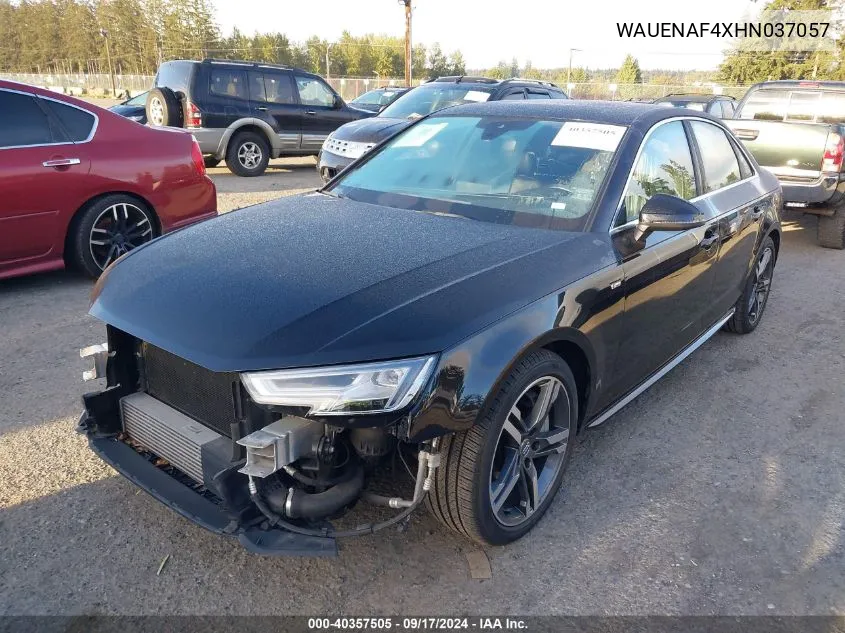 2017 Audi A4 2.0T Premium VIN: WAUENAF4XHN037057 Lot: 40357505