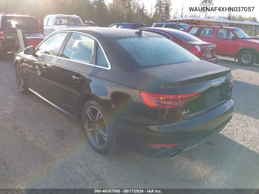 2017 Audi A4 2.0T Premium VIN: WAUENAF4XHN037057 Lot: 40357505