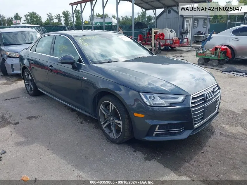 2017 Audi A4 2.0T Premium VIN: WAUENAF42HN025047 Lot: 40359085