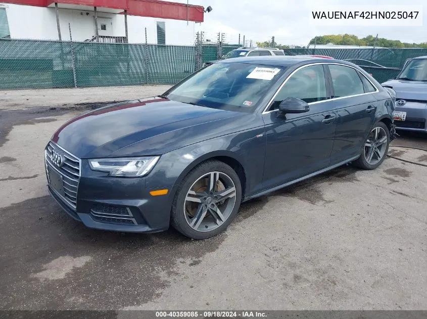 2017 Audi A4 2.0T Premium VIN: WAUENAF42HN025047 Lot: 40359085