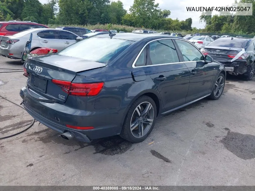 2017 Audi A4 2.0T Premium VIN: WAUENAF42HN025047 Lot: 40359085