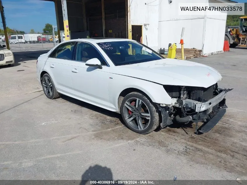 WAUENAF47HN033578 2017 Audi A4 2.0T Premium