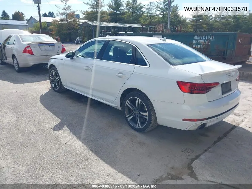 WAUENAF47HN033578 2017 Audi A4 2.0T Premium