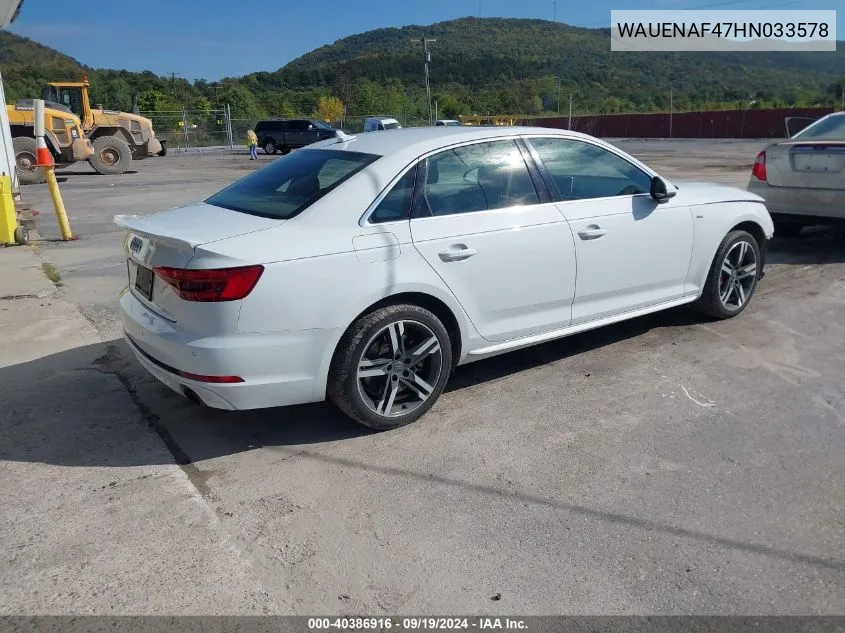 WAUENAF47HN033578 2017 Audi A4 2.0T Premium