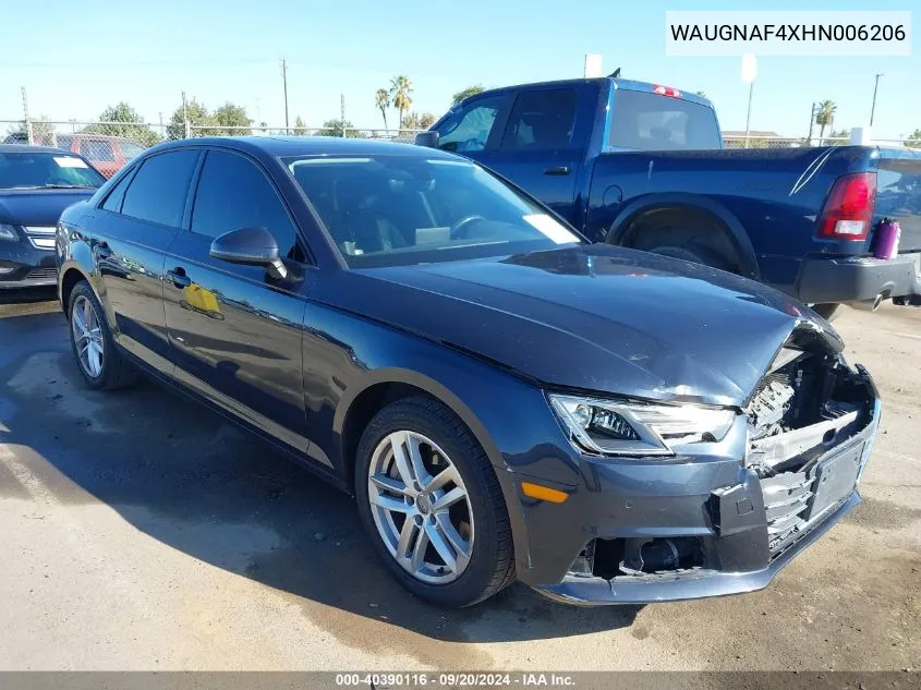 2017 Audi A4 2.0T Premium VIN: WAUGNAF4XHN006206 Lot: 40390116