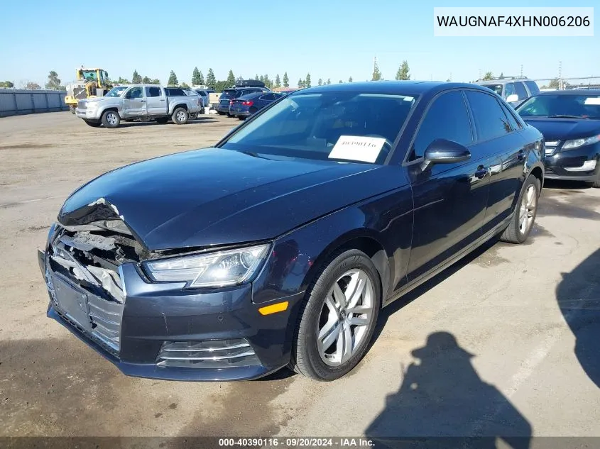 2017 Audi A4 2.0T Premium VIN: WAUGNAF4XHN006206 Lot: 40390116