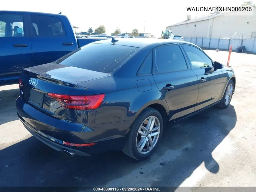 2017 Audi A4 2.0T Premium VIN: WAUGNAF4XHN006206 Lot: 40390116