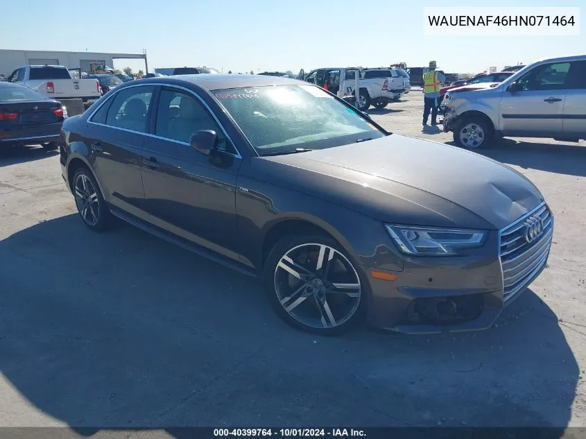 2017 Audi A4 2.0T Premium VIN: WAUENAF46HN071464 Lot: 40399764