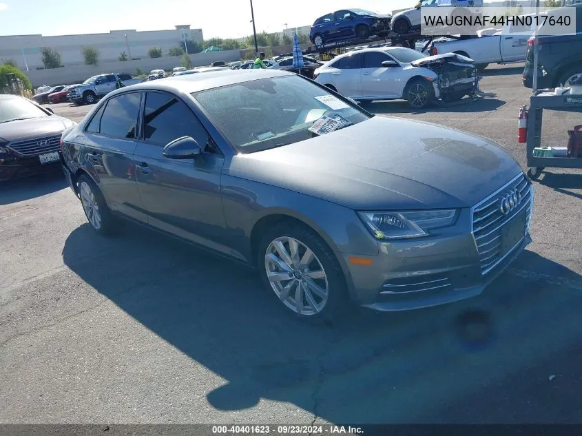 2017 Audi A4 Premium VIN: WAUGNAF44HN017640 Lot: 40401623