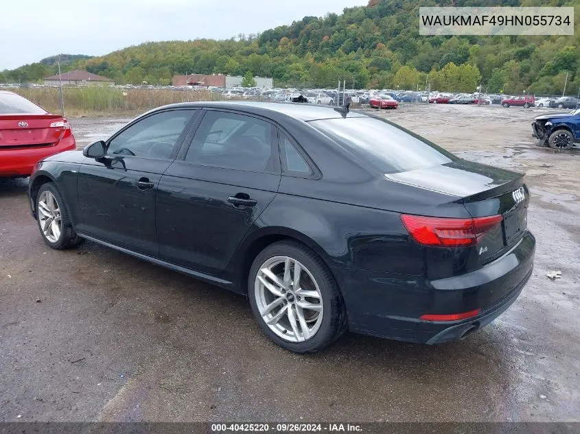 2017 Audi A4 Season Of Audi Ultra Premium VIN: WAUKMAF49HN055734 Lot: 40425220