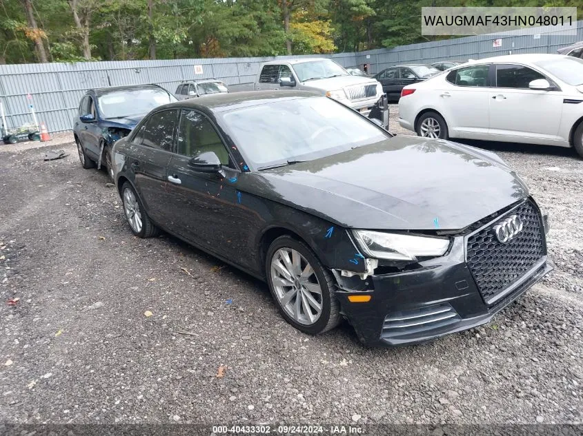 2017 Audi A4 2.0T Ultra Premium VIN: WAUGMAF43HN048011 Lot: 40433302