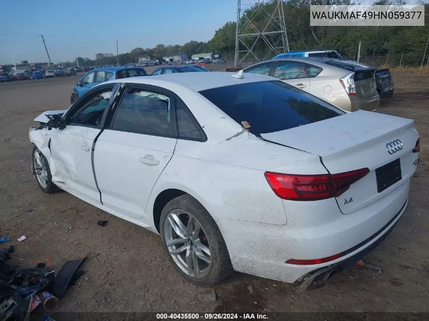 WAUKMAF49HN059377 2017 Audi A4 Ultra Premium