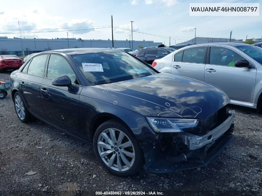 WAUANAF46HN008797 2017 Audi A4 2.0T Premium