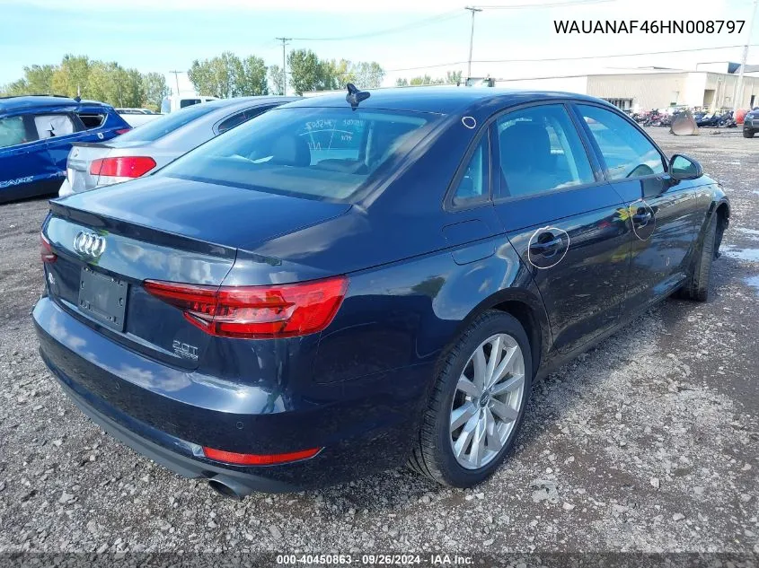 WAUANAF46HN008797 2017 Audi A4 2.0T Premium