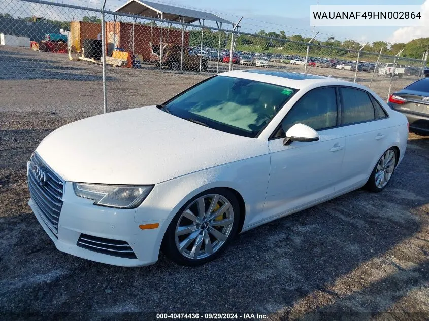 WAUANAF49HN002864 2017 Audi A4 Premium